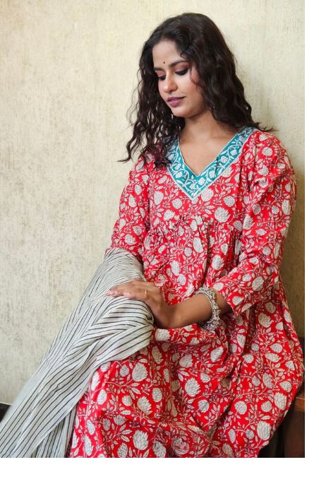 Designer Anarkali Embroidered Suit Set with Dupatta