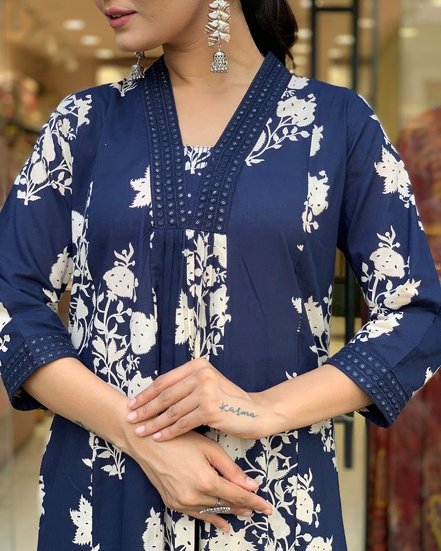 Anarkali Floral Printed Suit Set with Dupatta