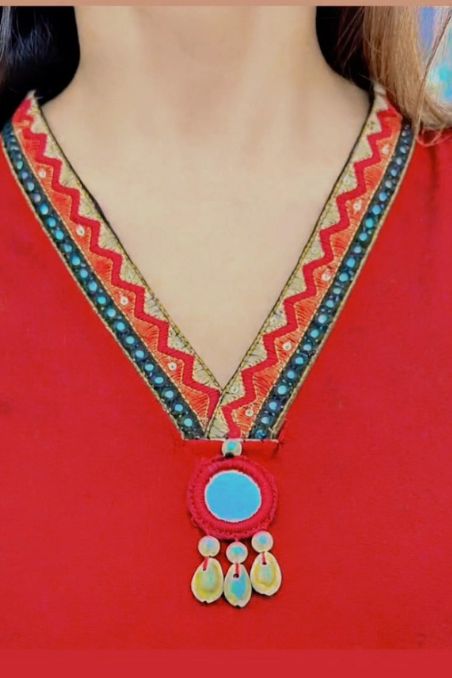 Designer A-line Embroidered Suit Set with Dupatta