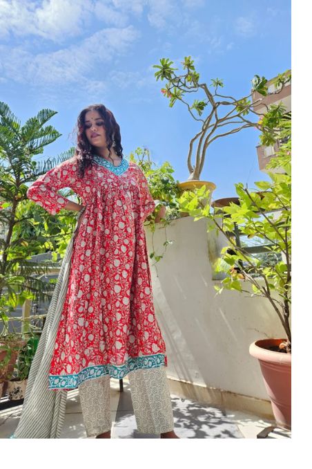 Designer Anarkali Embroidered Suit Set with Dupatta