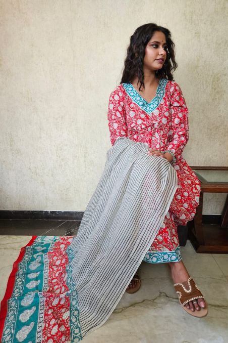 Designer Anarkali Embroidered Suit Set with Dupatta