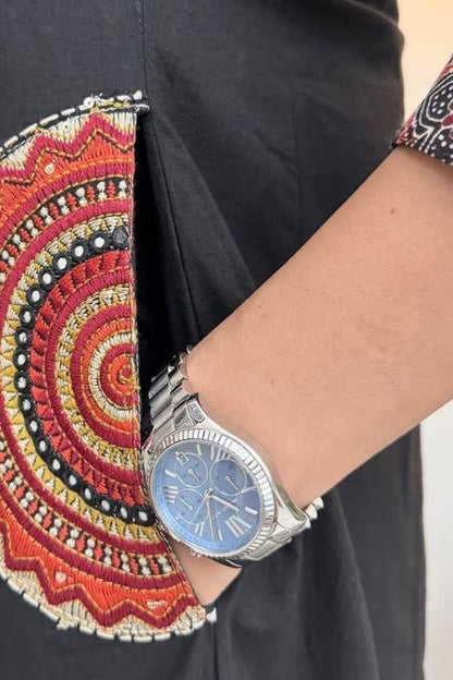 Designer A-line Embroidered Suit Set with Dupatta