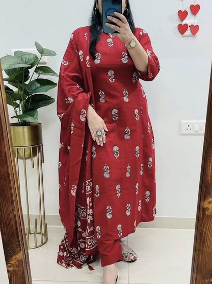 Elegant Printed Suit Set with Dupatta