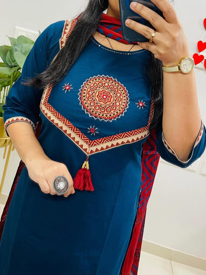 Premium Designer Embroidered Suit Set with Dupatta