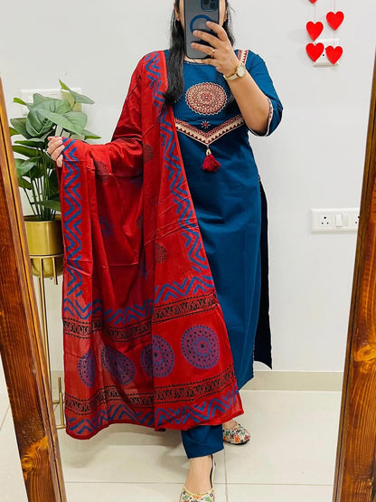 Premium Designer Embroidered Suit Set with Dupatta