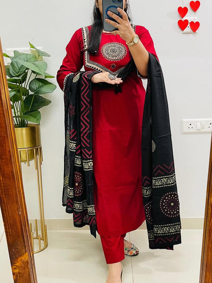 Premium Designer Embroidered Suit Set with Dupatta