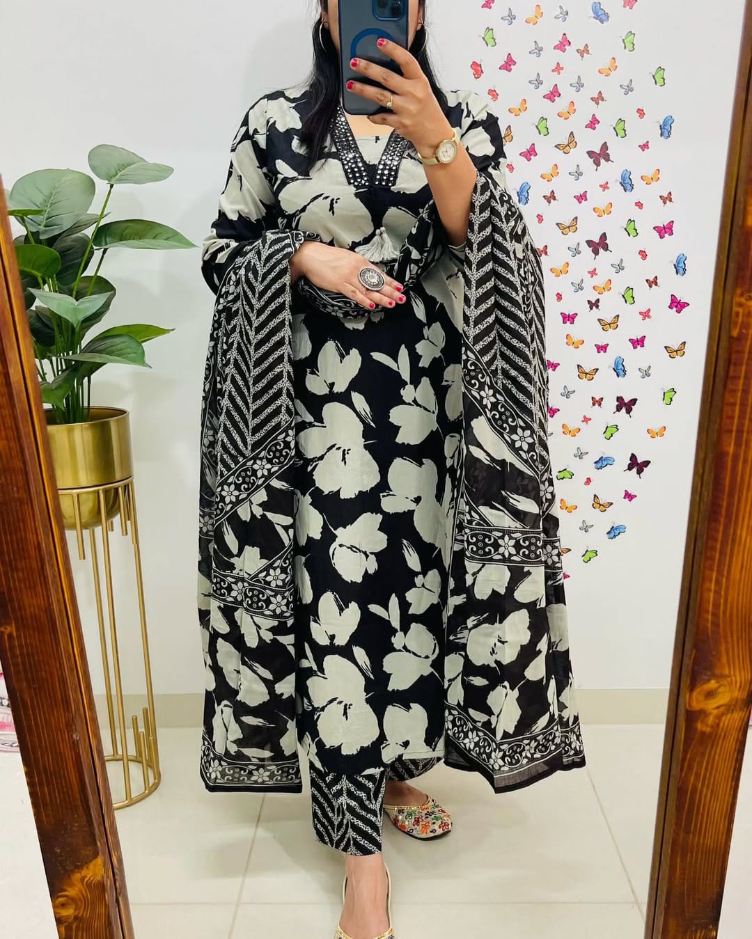 Designer Floral Embroidered Suit Set with Dupatta