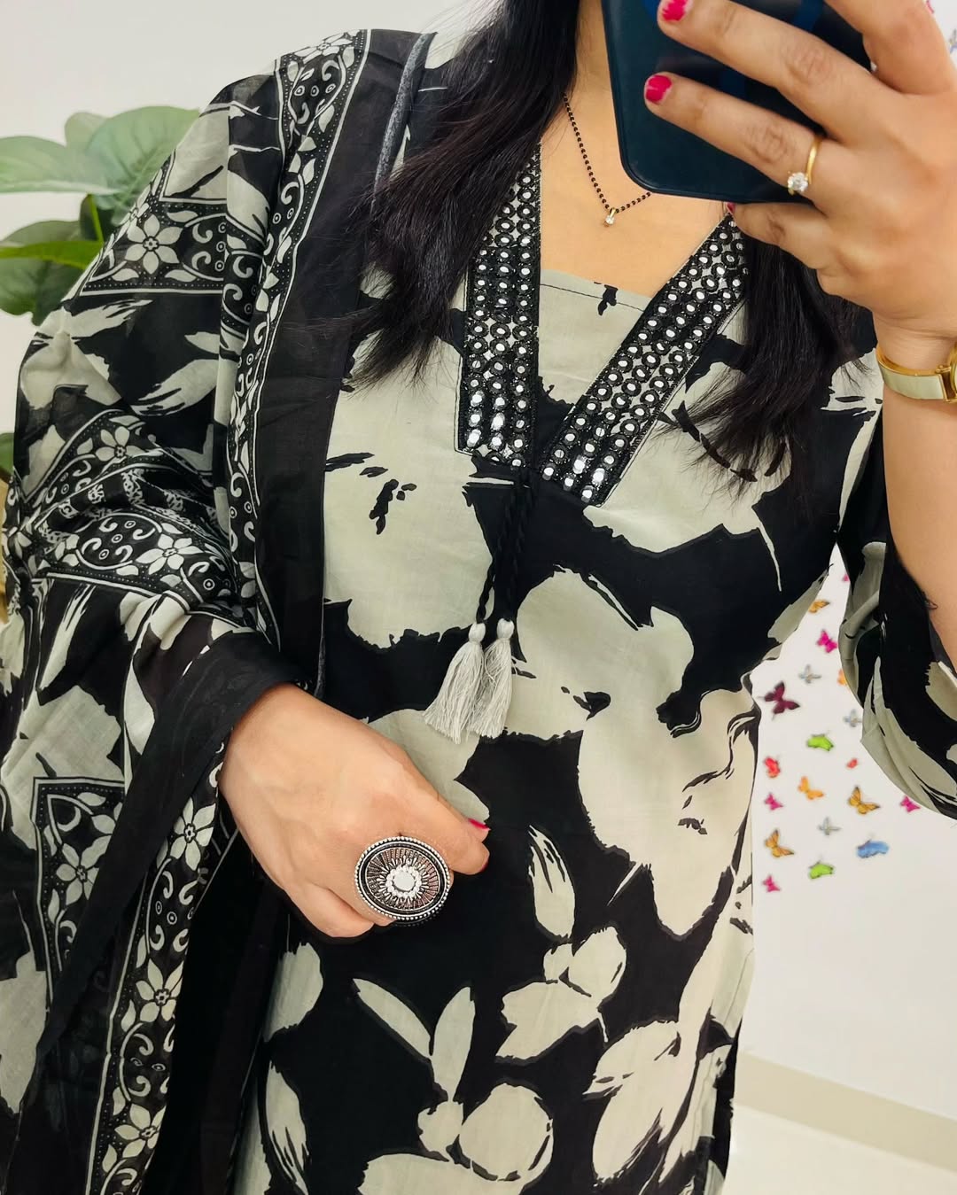 Designer Floral Embroidered Suit Set with Dupatta