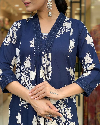 Anarkali Floral Printed Suit Set with Dupatta