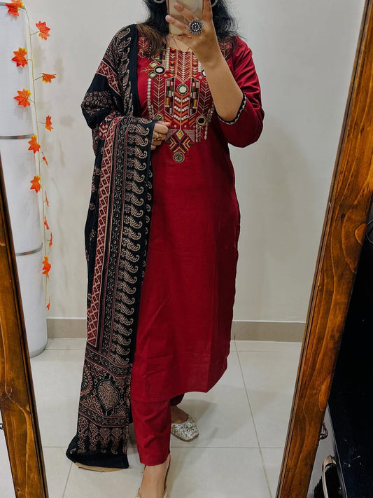 Premium Heavy Embroidered Suit Set with Dupatta