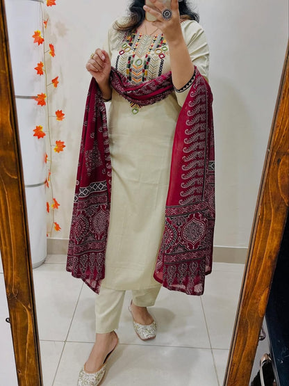 Premium Heavy Embroidered Suit Set with Dupatta