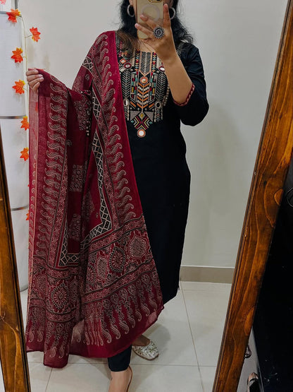 Premium Heavy Embroidered Suit Set with Dupatta
