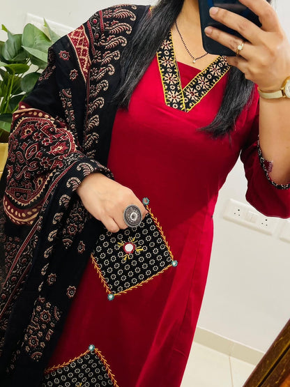 Premium Elegant Embroidered Suit Set with Dupatta