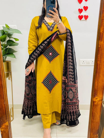 Premium Elegant Embroidered Suit Set with Dupatta