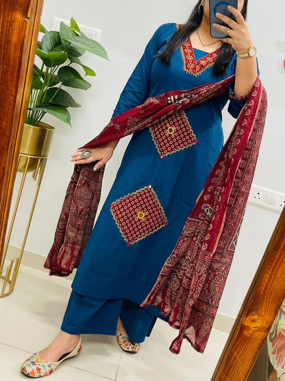 Premium Elegant Embroidered Suit Set with Dupatta