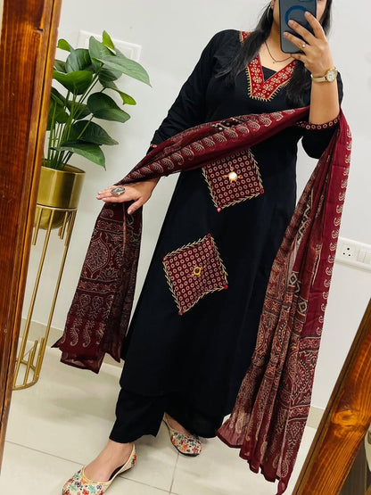 Premium Elegant Embroidered Suit Set with Dupatta