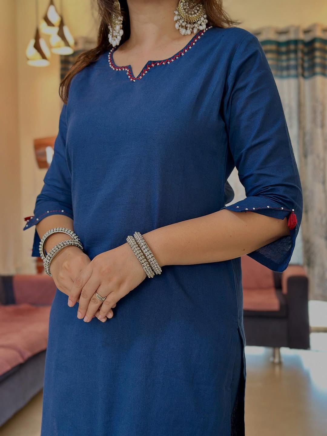 Navy Blue Suit Set with Dupatta